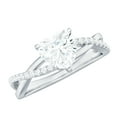thumbnail image 1 of Rosec Jewels Moissanite Heart Shaped Engagement Ring 1 Carat - Crossover Ring for Women - 7 mm - D-VS1 Quality Certified, 10K White Gold, US 10.00, 1 of 9