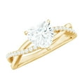 thumbnail image 1 of Rosec Jewels Moissanite Heart Shaped Engagement Ring 1 Carat - Crossover Ring for Women - 7 mm - D-VS1 Quality Certified, 10K Yellow Gold, US 7.50, 1 of 9