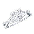 thumbnail image 1 of Rosec Jewels Moissanite Heart Shaped Engagement Ring 1 Carat - Crossover Ring for Women - 7 mm - D-VS1 Quality Certified, 18K White Gold, US 11.00, 1 of 8
