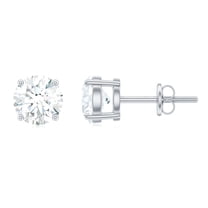 Rosec Jewels Certified Moissanite Solitaire Stud Earrings for Women - 6 mm - D-VS1 Grade, 925 Sterling Silver