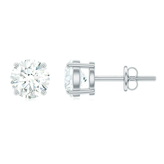 Rosec Jewels Certified Moissanite Solitaire Stud Earrings for Women - 6 mm - D-VS1 Grade, 925 Sterling Silver