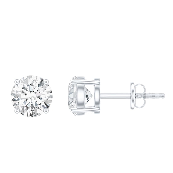 Rosec Jewels Certified Moissanite Solitaire Stud Earrings for Women - 6 mm - D-VS1 Grade, 925 Sterling Silver