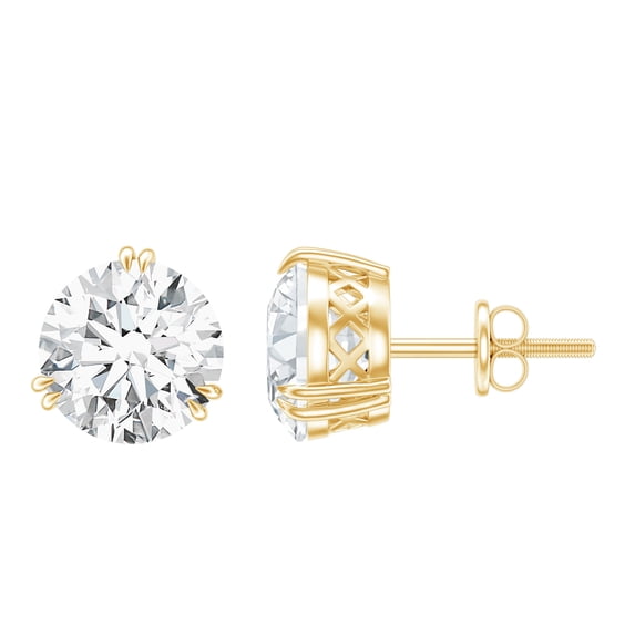 Rosec Jewels Certified Moissanite Solitaire Stud Earrings for Women - 8 mm - D-VS1 Grade, 10K Yellow Gold