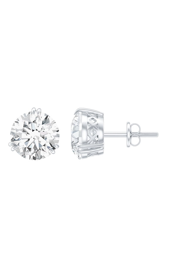 Certified Moissanite Solitaire Stud Earrings for Women - 8 mm - D-VS1 Grade - with Screw Back - Jewelry Box Included, 925 Sterling Silver