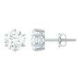 thumbnail image 1 of Rosec Jewels Certified Moissanite Solitaire Stud Earrings for Women (D-VS1 Quality, 6 mm), 18K White Gold, 1 of 9