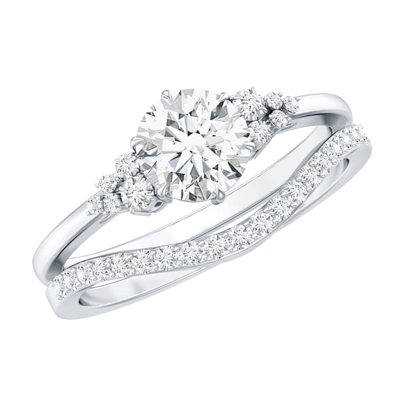 Rosec Jewels Certified Moissanite Wedding Ring Set of 2 - D-Vs1 Quality 1 Carat Engagement Ring with Enhancer, 925 Sterling Silver, US 4.00