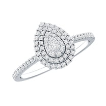 Rosec Jewels Moissanite Cluster Engagement Ring in Silver (D-VS1 Quality) Moissanite Teardrop Ring - Gift For Women, US 5.50