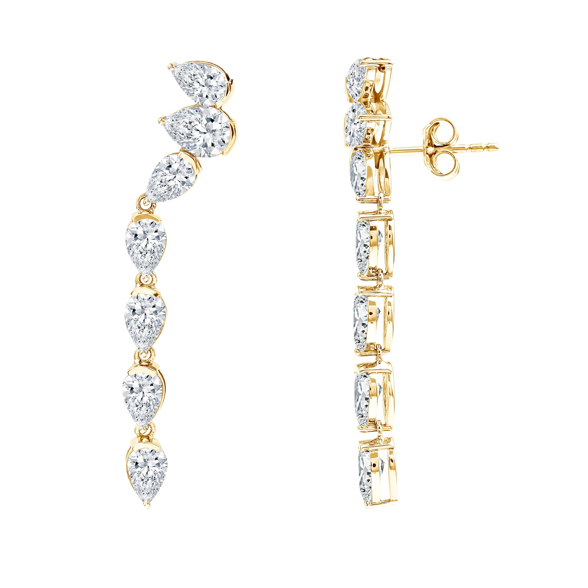 Large Yellow Lab Rosec Jewels Certified Pear Shape Lab Grown Diamond Dangle Earrings for ...