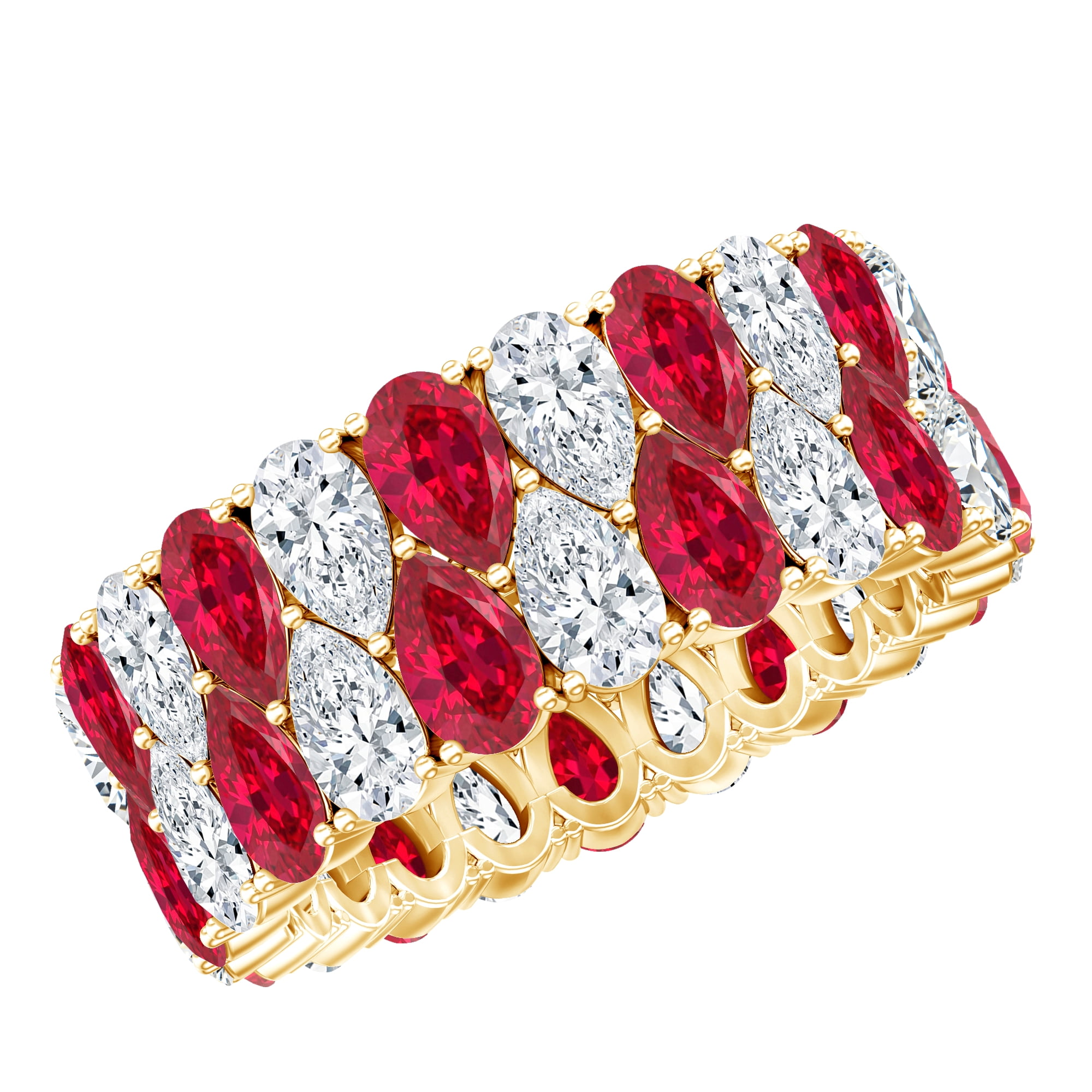Rosec Jewels Certified Pear Shape Lab Grown Ruby Wedding Band for Women ...