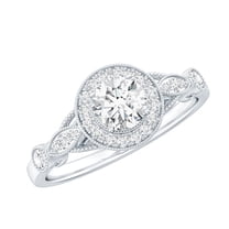 Rosec Jewels Circle Engagement Ring with Lab Diamond - Vintage Inspired Ring - EF-VS Quality, 925 Sterling Silver, US 4.00