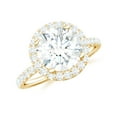 thumbnail image 1 of Rosec Jewels Classic Cubic Zirconia Engagement Ring with Halo for Women, 10K Yellow Gold, US 10.00, 1 of 9