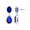 thumbnail image 1 of Rosec Jewels Certified Lab Grown Blue Sapphire Drop Earrings for Women - Teardrop Earrings - AAAA Quality - with Jewelry Box, 925 Sterling Silver, 1 of 8