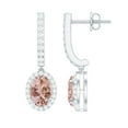 thumbnail image 1 of Rosec Jewels Classic Drop Earrings with Morganite and Diamond for Women - AAA Quality, 925 Sterling Silver, 1 of 7