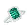 thumbnail image 1 of Rosec Jewels Classic Emerald Halo Ring with Moissanite - 6X8 mm Lab Grown Emerald - AAAA Grade, 10K White Gold, US 6.00, 1 of 8