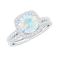 thumbnail image 1 of Rosec Jewels Classic Ethiopian Opal Wedding Ring Set - 2 Carat Opal Engagement Ring with Band - AAA Quality - with Jewelry Box, 14K White Gold, US 11.00, 1 of 9