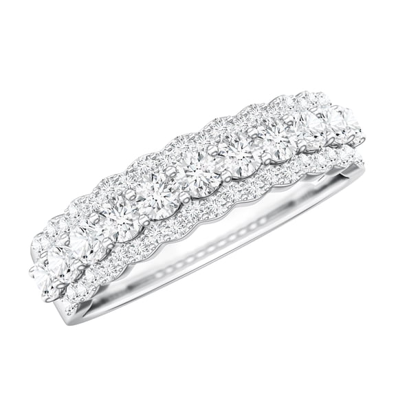 Rosec Jewels - Certified Moissanite Wedding Ring Wide (D-VS1 Quality) - Moissanite Half Eternity Ring - with Jewelry Box, 925 Sterling Silver, US 4.50