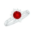 thumbnail image 1 of Rosec Jewels Classic Lab Grown Ruby Engagement Ring with Halo (AAAA Quality Certified) Ruby Diamond Ring - with Jewelry Box, 18K White Gold, US 3.00, 1 of 8