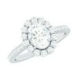 thumbnail image 1 of Rosec Jewels Certified Moissanite Oval Engagement Ring 1 Carat - Vintage Style Ring with Halo (6X8 mm, D-VS1 Grade), 14K White Gold, US 3.00, 1 of 8