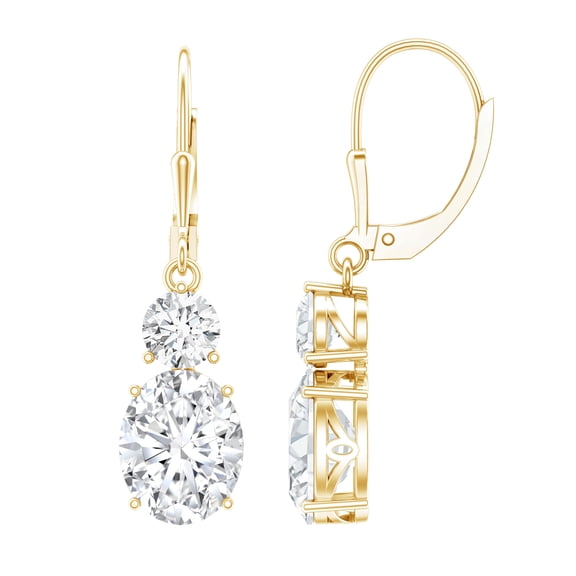 Rosec Jewels Cubic Zirconia Drop Earrings with Lever Back for Women, 18K Yellow Gold