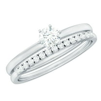 Rosec Jewels Cubic Zirconia Solitaire Ring Set for Women, Stackable Ring Set - AAAA Quality, 925 Sterling Silver, US 4.00