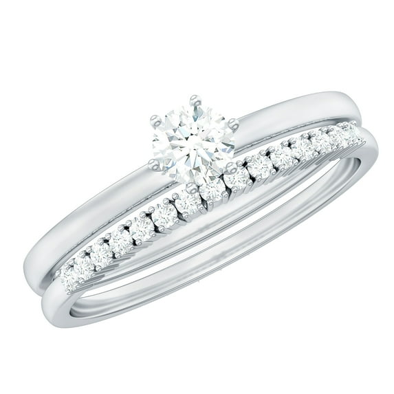 Rosec Jewels Cubic Zirconia Solitaire Ring Set for Women, Stackable Ring Set - AAAA Quality, 925 Sterling Silver, US 4.00