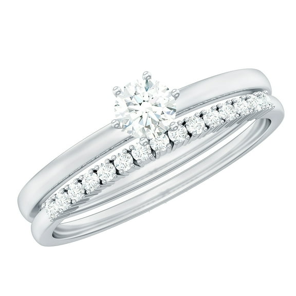 Rosec Jewels Cubic Zirconia Solitaire Ring Set for Women, Stackable Ring Set - AAAA Quality, 925 Sterling Silver, US 4.00