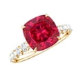 thumbnail image 1 of Rosec Jewels Lab Grown Ruby Engagement Ring (8 mm Cushion Cut, AAAA Grade Certified) - Ruby Diamond Ring - with Jewelry Box, 10K Yellow Gold, US 12.50, 1 of 8