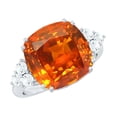 thumbnail image 1 of Rosec Jewels Cushion Cut Lab Grown Orange Sapphire Solitaire Ring with Diamond - AAAA Grade, 10K White Gold, US 8.50, 1 of 9