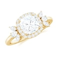 thumbnail image 1 of Rosec Jewels Certified Moissanite Halo Engagement Ring 1 Carat - 6 mm Cushion Cut Ring - D-VS1 Quality, 10K Yellow Gold, US 5.50, 1 of 9