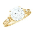 thumbnail image 1 of Rosec Jewels Moissanite Solitaire Engagement Ring for Women - 8 mm Cushion Cut - Celtic knot Ring - 3 Ct - D-VS1 Grade, 14K Yellow Gold, US 12.00, 1 of 9