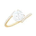 thumbnail image 1 of Rosec Jewels Moissanite Cushion Cut Engagement Ring 1 Carat - 6 mm - Bypass Ring - D-VS1 Quality Certified, 14K Yellow Gold, US 5.50, 1 of 7