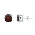 thumbnail image 1 of Rosec Jewels Cushion Shape Garnet Solitaire Stud Earrings with Screw Back for Women - 8 mm, 925 Sterling Silver, 1 of 8