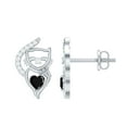 thumbnail image 1 of Rosec Jewels Cute Cat Studs Earring, 0.25 CT Lab Created Black Diamond Stud Earrings with Diamond, Birthday Gift for Her (AAAA Quality), 10K White Gold, 1 of 7