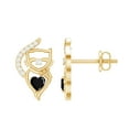 thumbnail image 1 of Rosec Jewels Cute Cat Studs Earring, 0.25 CT Lab Created Black Diamond Stud Earrings with Diamond, Birthday Gift for Her (AAAA Quality), 14K Yellow Gold, 1 of 7