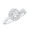 thumbnail image 1 of Rosec Jewels Designer Lab Created Diamond Flower Engagement Ring for Women - EF-VS Quality, 925 Sterling Silver, US 4.00, 1 of 8