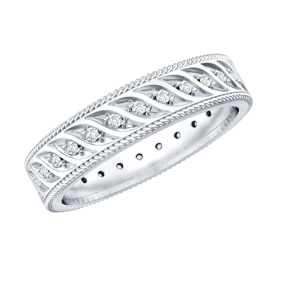 Rosec Jewels Designer Lab Grown Diamond Wedding Band with Twisted Rope - EF-VS Quality Certified - With Jewelry Box, 925 Sterling Silver, US 4.00