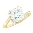 thumbnail image 1 of Rosec Jewels Certified Moissanite Princess Cut Engagement Ring 3 Carat - Designer Bypass Ring for Women - 8 mm - D-VS1 Quality, 10K Yellow Gold, US 9.00, 1 of 9