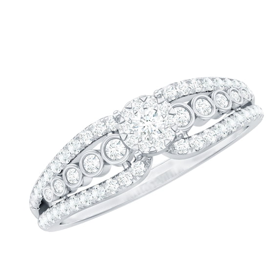 Designer Real Diamond Engagement Ring for Women (HI Color SI Clarity), 14K White Gold, US 11.50