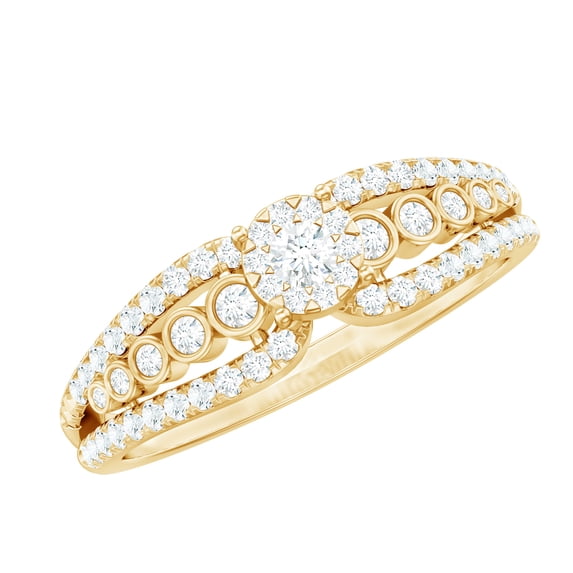 Designer Real Diamond Engagement Ring for Women (HI Color SI Clarity), 18K Yellow Gold, US 11.50