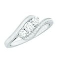 thumbnail image 1 of Rosec Jewels Certified Moissanite 3 Stone Promise Ring - Bypass Ring for Women - Ready to Gift for Valentines Day, 18K White Gold, US 7.00, 1 of 9