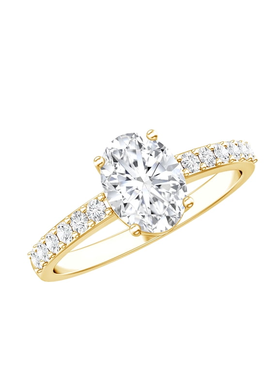 Lab Grown Diamond Oval Engagement Ring 1 Carat - EF-VS Quality Certified Diamond Solitaire Ring - with Jewelry Box, 14K Yellow Gold, US 7.00