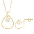 thumbnail image 1 of Rosec Jewels Natural Diamond Teardrop Pendant and Earrings Set for Women - HI-SI Quality - Ready to Gift with Jewelry Box, 18K Yellow Gold, 1 of 8