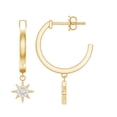 thumbnail image 1 of Rosec Jewels Real Diamond Star Drop Earrings for Women (HI-SI Grade) - Half Hoop Drop Earrings - Ready to Gift with Jewelry Box, 18K Yellow Gold, 1 of 8