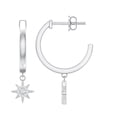 thumbnail image 1 of Rosec Jewels Real Diamond Star Drop Earrings for Women (HI-SI Grade) - Half Hoop Drop Earrings - Ready to Gift with Jewelry Box, 925 Sterling Silver, 1 of 8