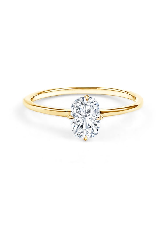 - Elongated Cushion Cut Diamond Ring 1 ct - 7x5 mm - EF-VS Quality Certified Lab Grown Diamond Ring for Women- with Jewelry Box, 10K Yellow Gold, US 12.00