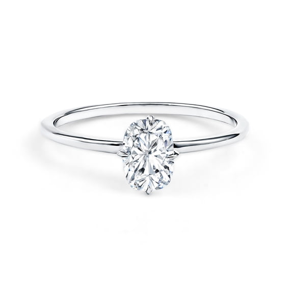 Rosec Jewels - Elongated Cushion Cut Diamond Ring 1 ct - 7x5 mm - EF-VS Quality Certified Lab Grown Diamond Ring for Women- with Jewelry Box, 14K White Gold, US 7.00