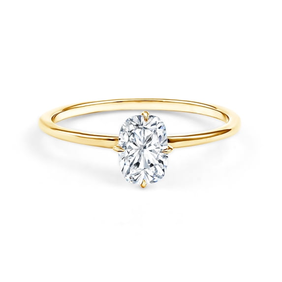 Rosec Jewels - Elongated Cushion Cut Diamond Ring 1 ct - 7x5 mm - EF-VS Quality Certified Lab Grown Diamond Ring for Women- with Jewelry Box, 14K Yellow Gold, US 10.00