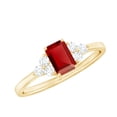 thumbnail image 1 of Rosec Jewels Emerald Cut Lab Grown Ruby Solitaire Ring with Diamond (4X6 mm, AAAA Grade), 10K Yellow Gold, US 10.00, 1 of 8
