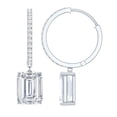 thumbnail image 1 of Rosec Jewels Emerald Cut Moissanite Drop Earrings for Women - 7X9 mm - D-VS1 Grade, 10K White Gold, 1 of 6