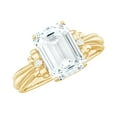 thumbnail image 1 of Rosec Jewels Moissanite Emerald Cut Engagement Ring 2 Carat - 7X9 mm - Bow Ring - D-VS1 Quality, 18K Yellow Gold, US 11.00, 1 of 7